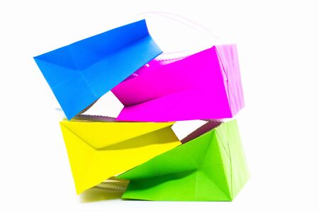 shopping bag paper isolated on white backgroundの写真素材