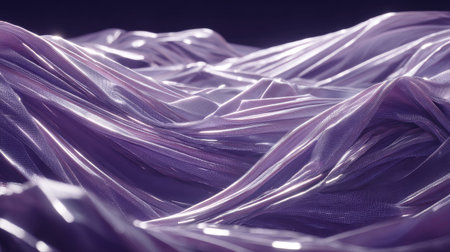 A captivating view of soft fabric waves in elegant purple tones with shimmering highlights. This abstract texture creates an inviting atmosphere perfect for design projects.の素材