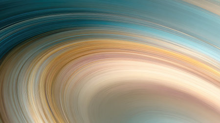 A captivating abstract swirl creates a harmonious blend of warm earth tones and cool blue hues, perfect for backgrounds and artistic projects evoking motion and tranquility.の素材