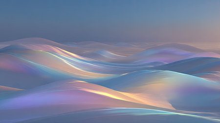 A tranquil abstract landscape featuring gentle curves and smooth pastel colors, creating a serene atmosphere that evokes calmness and peaceful reflections.の素材