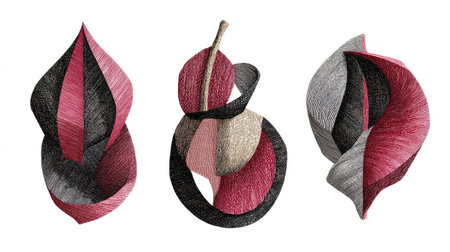 This captivating abstract artwork features three intertwined forms, showcasing striking colors and textures that invite interpretations of modern elegance and creativity.の素材