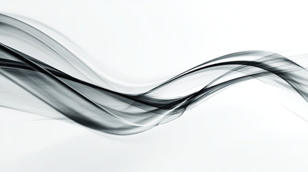 This stunning abstract image features flowing waves in monochrome tones, showcasing smooth curves and elegant lines that evoke a sense of modern aesthetic and creativity.の素材