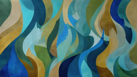 Vibrant abstract artwork showcasing flowing shapes in earthy and cool tones. Perfect for backgrounds, artistic projects, or enhancing creative designs with a serene touch.の素材