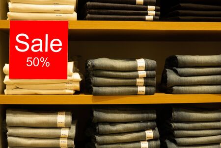 Sale mock up advertise display frame in the shopping department store. Shopping sale sign 50% sale...