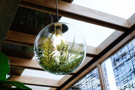 Decorte lamp with leaf in its.の写真素材