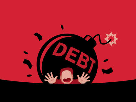 the man can't get out of debt illustration vector.のイラスト素材