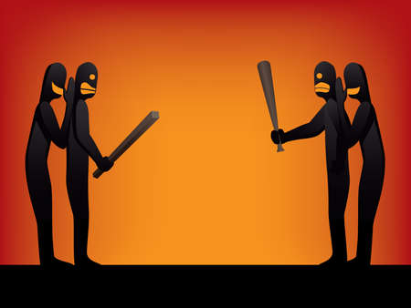 Someone incites people to behave in a violent. Incitement illustration Vector.のイラスト素材