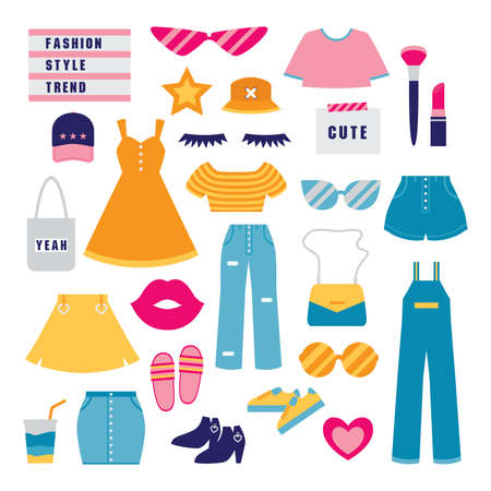 cute fashion items vector for illustration or advertising artwork.のイラスト素材