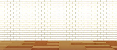 brick wall with wood floor background.のイラスト素材