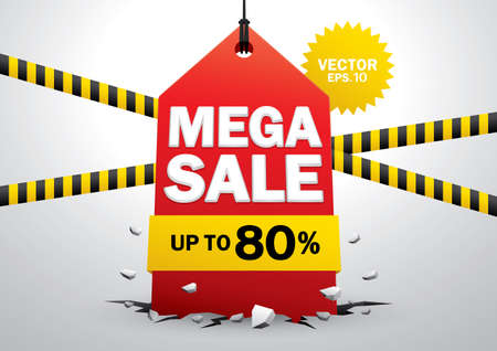 Mega sale tag crash on the fall vector.のイラスト素材