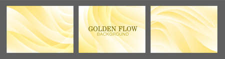 beautiful golden flow background vector set.のイラスト素材