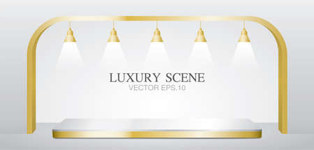 luxury platform with arch and lamps 3D illustration vector for putting your object.のイラスト素材