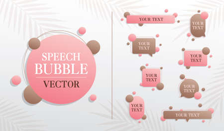 Beautiful speech bubble vector set with leaves background.のイラスト素材