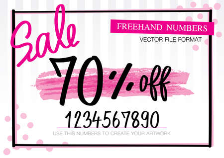 Fashionable freehand numbers vector set for creating promotion banner.
