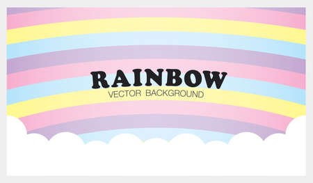 fun girly pastel rainbow color background with white cloud graphic vectorのイラスト素材