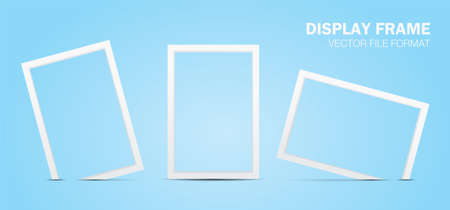 white rectangle frame display 3d illustration vector set on blue pastel backgroundのイラスト素材