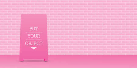 pastel pink brick wall with pink floor background for putting your objectのイラスト素材
