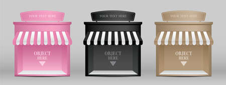 empty classic boutique storefront with awning collection 3d illustration graphic element vector for putting your objectのイラスト素材