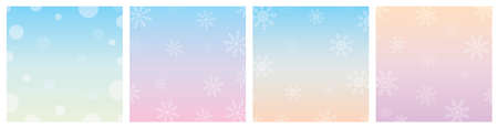Sweet pastel gradient winter color tone with snowflakes square background illustration vectorのイラスト素材