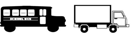 bus and truck icon on white backgroundのイラスト素材