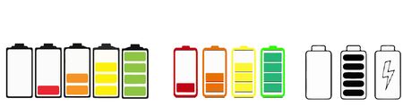 set of battery icon on white backgroundのイラスト素材