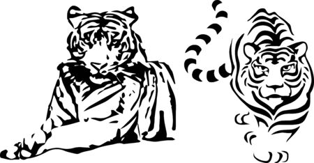 tiger icon on white backgroundのイラスト素材