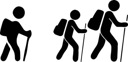 hiking icon on white backgroundのイラスト素材