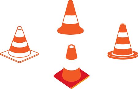 traffic cone icon on color backgroundのイラスト素材