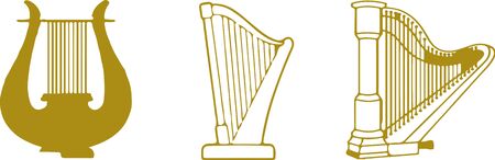harp icon. music instrument symbol. sound musical harp.のイラスト素材