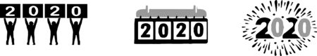 2020 happy new year signs isolated on background