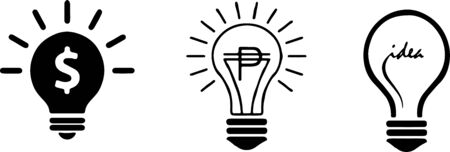Idea concept.Light bulb icon icon isolated on white backgroundのイラスト素材