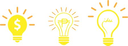 Idea concept.Light bulb icon icon isolated on white backgroundのイラスト素材