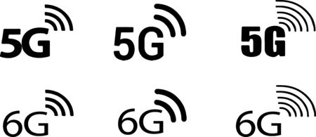 5g and 6g mobile network icon isolated on white background