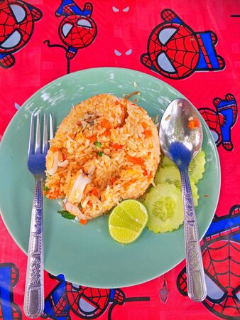 food on plate isolated on whiteの写真素材
