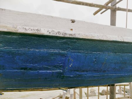 Fishing boat at the lakeの写真素材