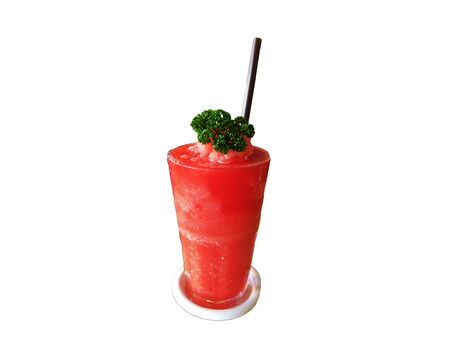 Glass of drink isolated on white backgroundの写真素材