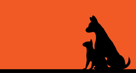 cat and dog vector on color backgroundのイラスト素材