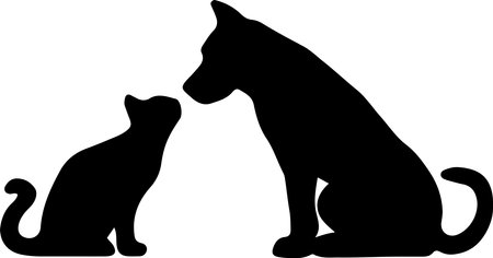 cat and dog vector on color backgroundのイラスト素材