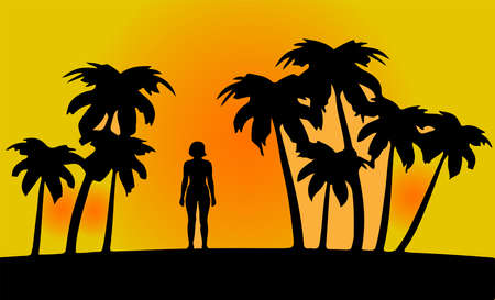 sunset on the beach vector illustration isolated on backgroundのイラスト素材