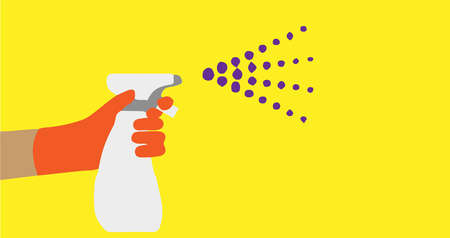 Spraying anti virus sanitizer.infection control concept.