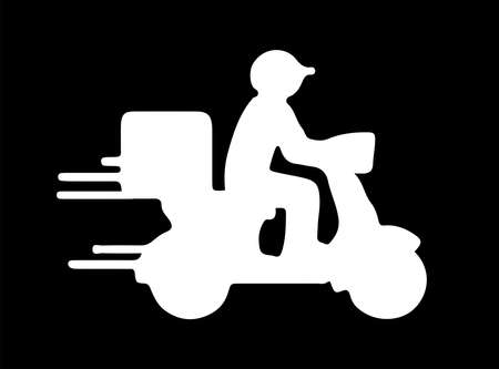 Shipping fast delivery man ridding motorcycle icon on backgroundのイラスト素材