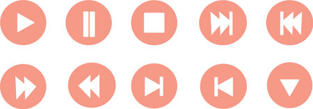 Set of buttons for media player. Vector illustration in flat style.