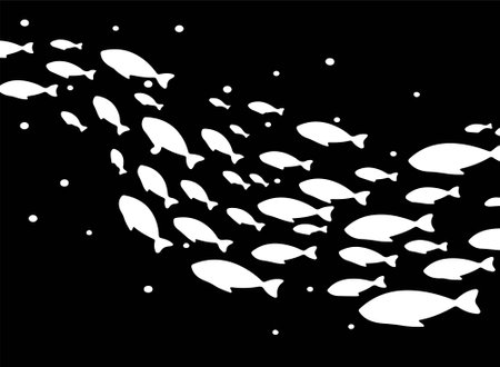 school of fish vector isolated on backgroundのイラスト素材