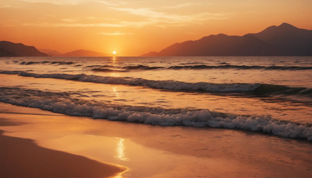 Beautiful sunset on the beach. Seascape at sunset. ai generated.âThis image was created using generative artificial intelligence toolsの素材