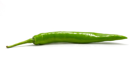 Cayenne pepper, chili spur pepper, long fed pepper, spur pepper  on a white backgroundの写真素材