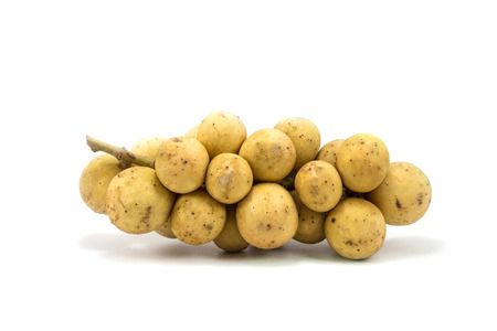 Longkong fruit or Lansium parasiticum is tropical fruit in Thailand and south east Asia on white background の写真素材