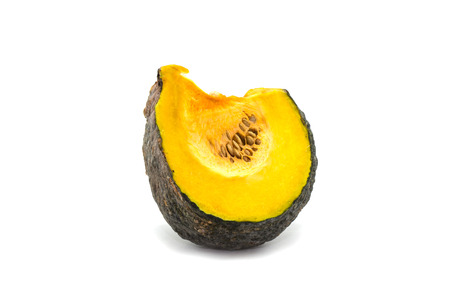 Asian pumpkin kabocha isolated on pure white. の写真素材