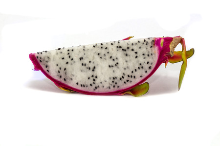 Dragon fruit or pitaya with half isolated on white background の写真素材