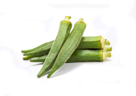 Lady Fingers or Okra isolated on white の写真素材