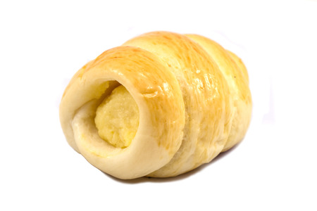fresh cream cornet bread - isolated on white background.の写真素材
